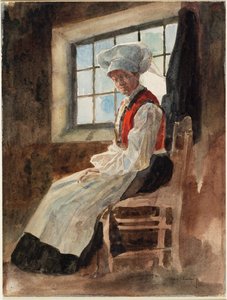 Paysanne scandinave dans un intérieur, vers 1906